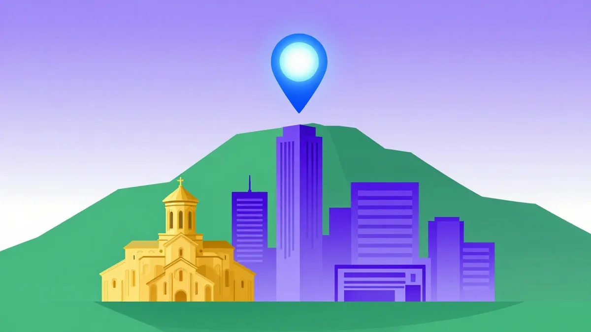 A city below a mountain with a domed cathedral and a data centre building, standing for the Sofia data centre