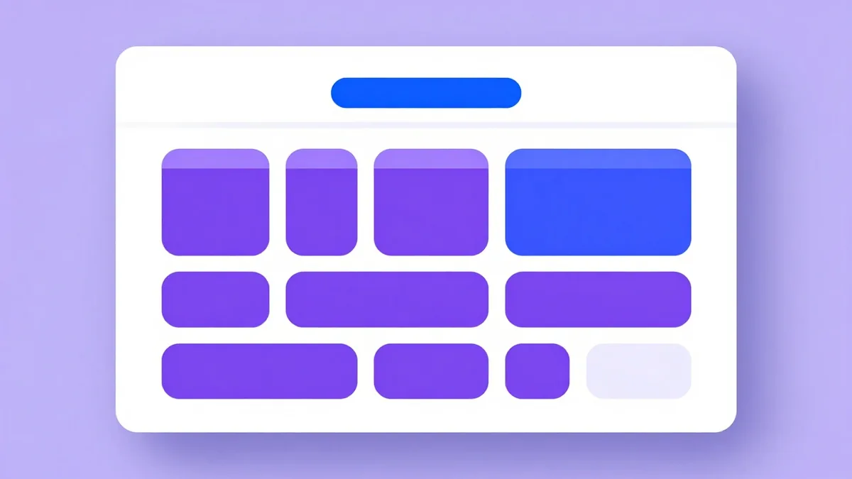 Content blocks snapping together inside a browser window, standing for a structured Joomla site