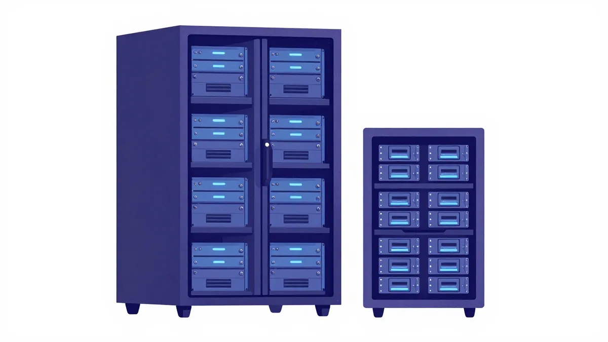 A large server cabinet beside a smaller one, standing for a larger reserved share of the server