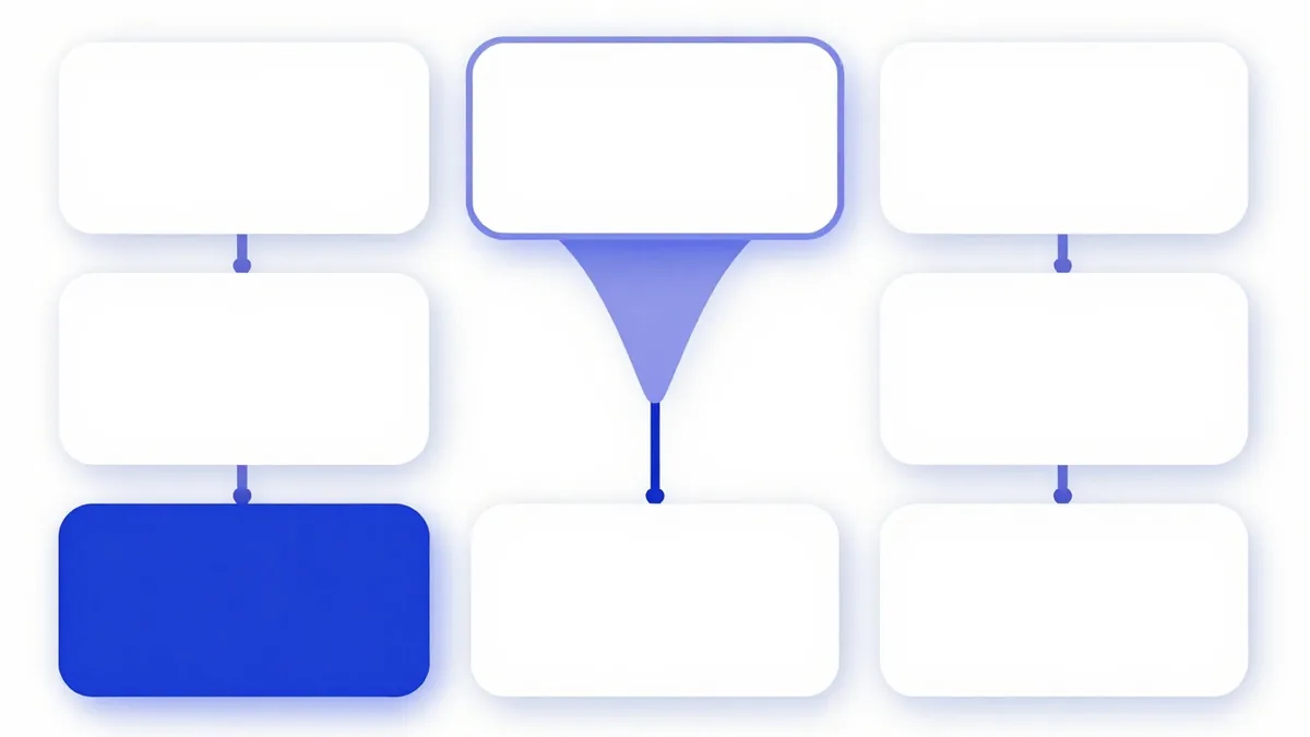 Contact cards connected by lines leading into a funnel, standing for a CRM
