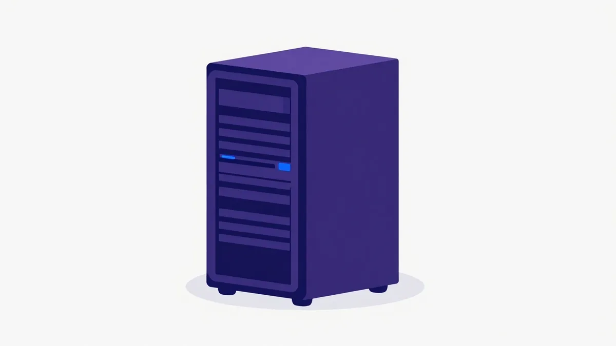 A single server tower alone under a spotlight, standing for a dedicated server