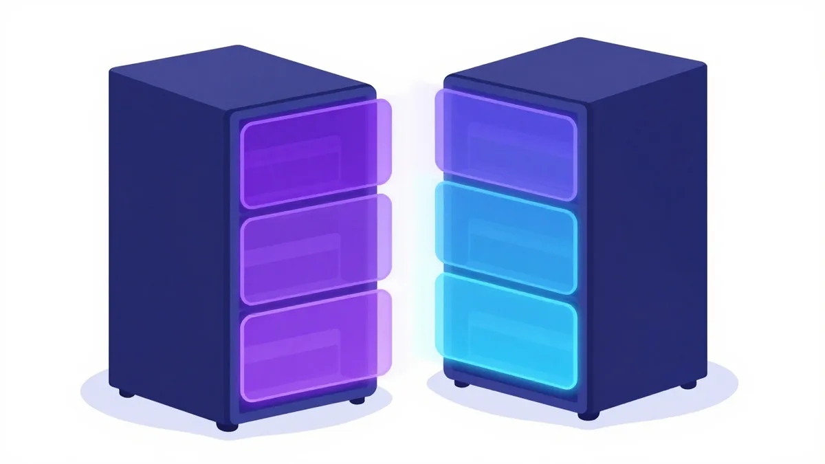 A server split into four glowing virtual slices, standing for virtual private servers